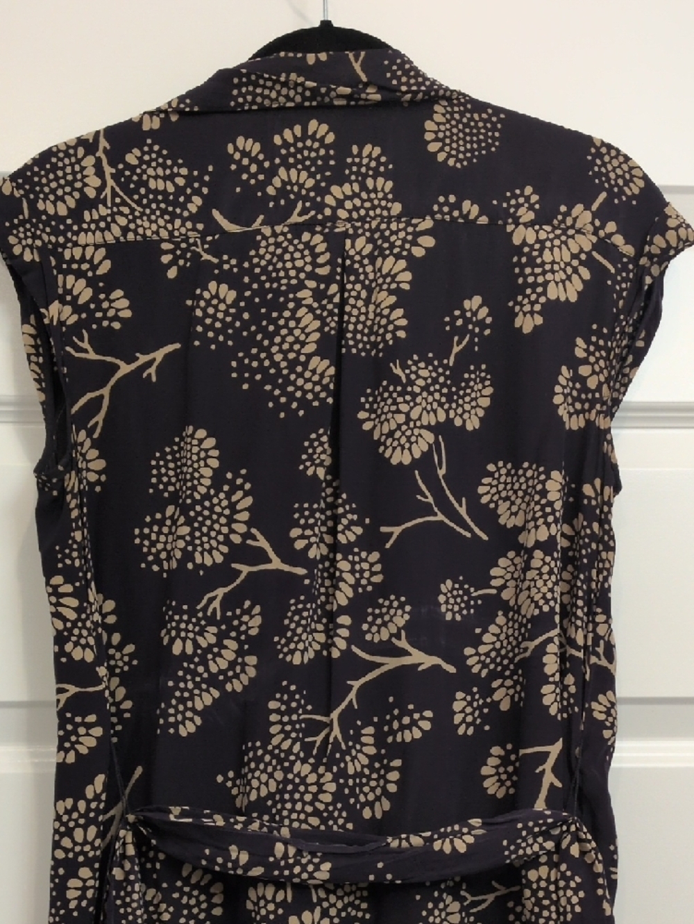 Maeve Silk Navy Gingko Print Wrap Dress - Picture 11 of 12